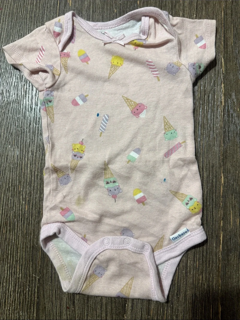 Gerber 6-9M Baby Girl Bodysuit Bundle | 3-Pack Ice Cream & Spring